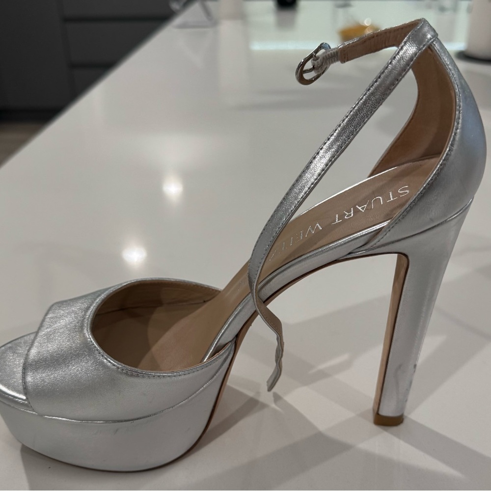 Stuart Weitzman Metallic Silver High Heels - Picture 7 of 12